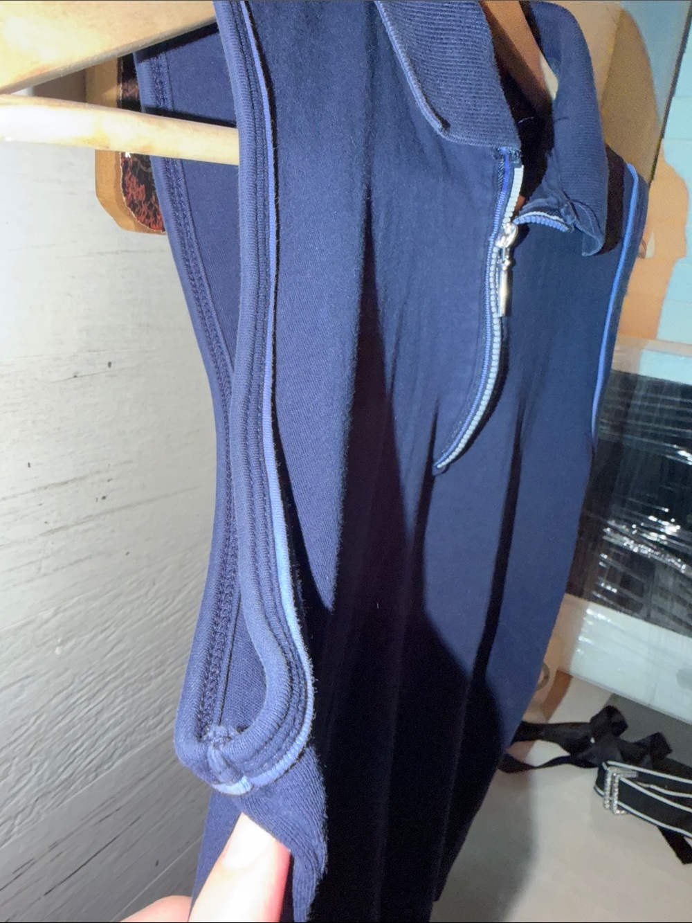 Izod Vintage Navy Sleeveless Polo Tank with Light Blue Trim & 3/4 Zipper - Picture 3 of 10